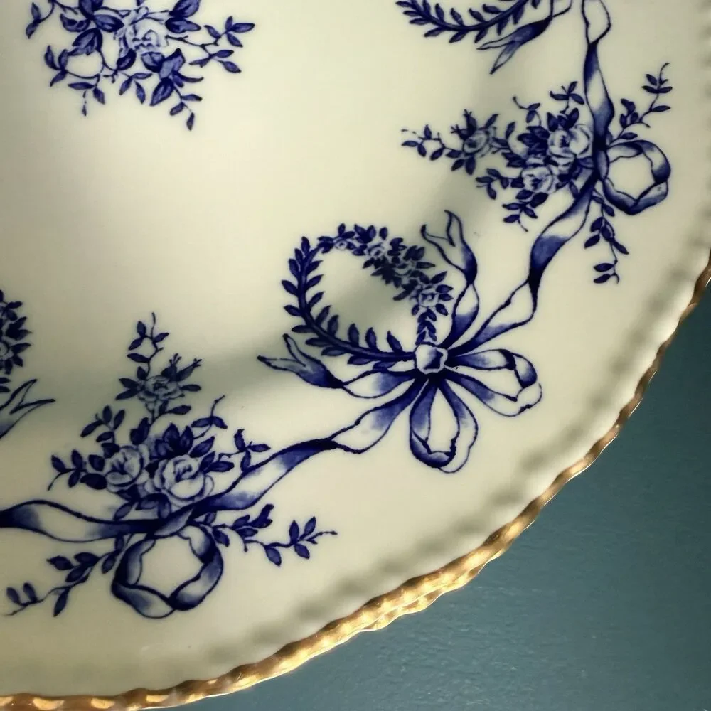 Coalport England Dinner Plates 10” Round Lot of 5 Queensbury Blue Garland